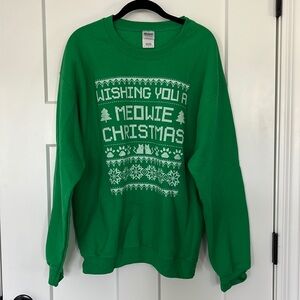 Meowie Christmas Ugly Sweater Green Size L